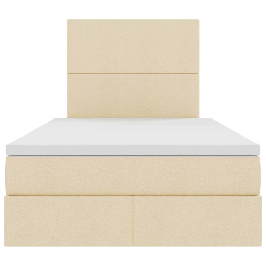 Opbergbed met LED met matras Crème 120 x 190 cm Polyester