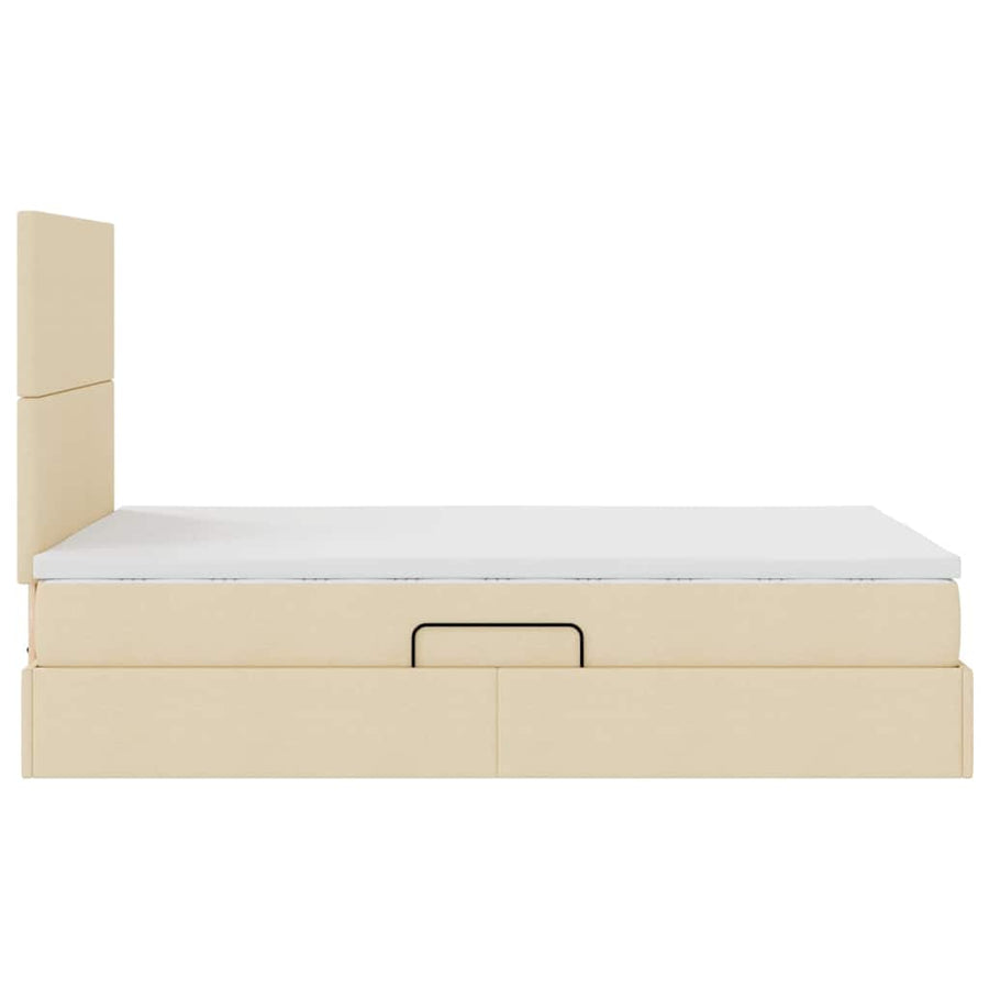 Opbergbed met LED met matras Crème 120 x 190 cm Polyester