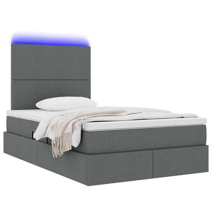 Bed met LED -striplichten Donkergrijs 120 x 200 cm Stof