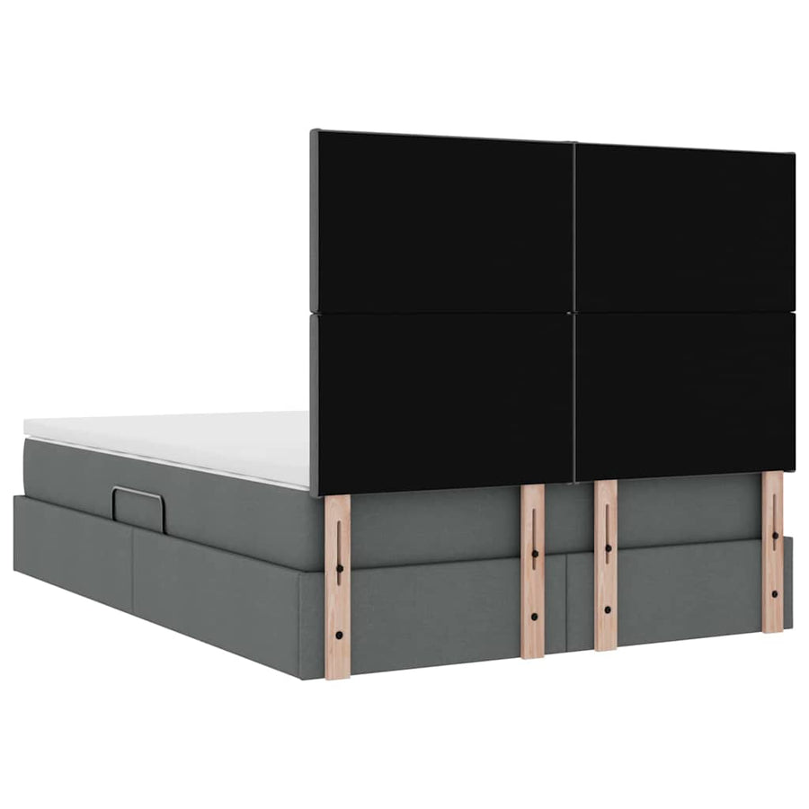 Bed met LED -striplichten Donkergrijs 140 x 190 cm Stof