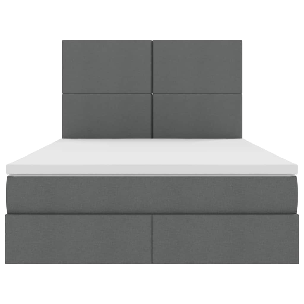 Bed met LED -striplichten Donkergrijs 140 x 190 cm Stof