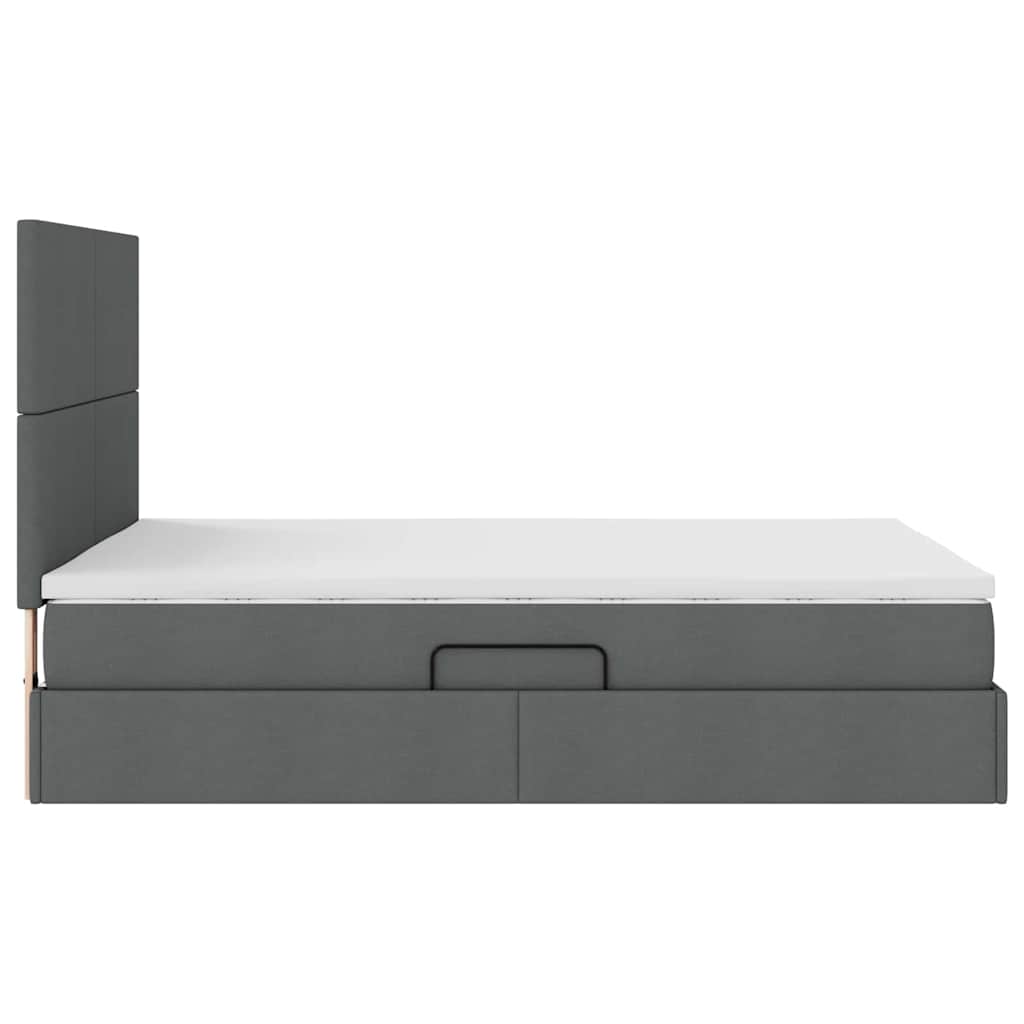 Bed met LED -striplichten Donkergrijs 140 x 190 cm Stof