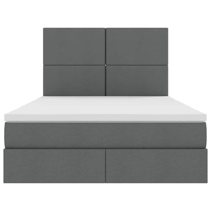 Bed met LED -striplichten Donkergrijs 140 x 200 cm Stof