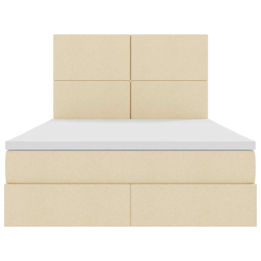 Bed met LED -striplichten met opslag Crème 140 x 200 cm Stof