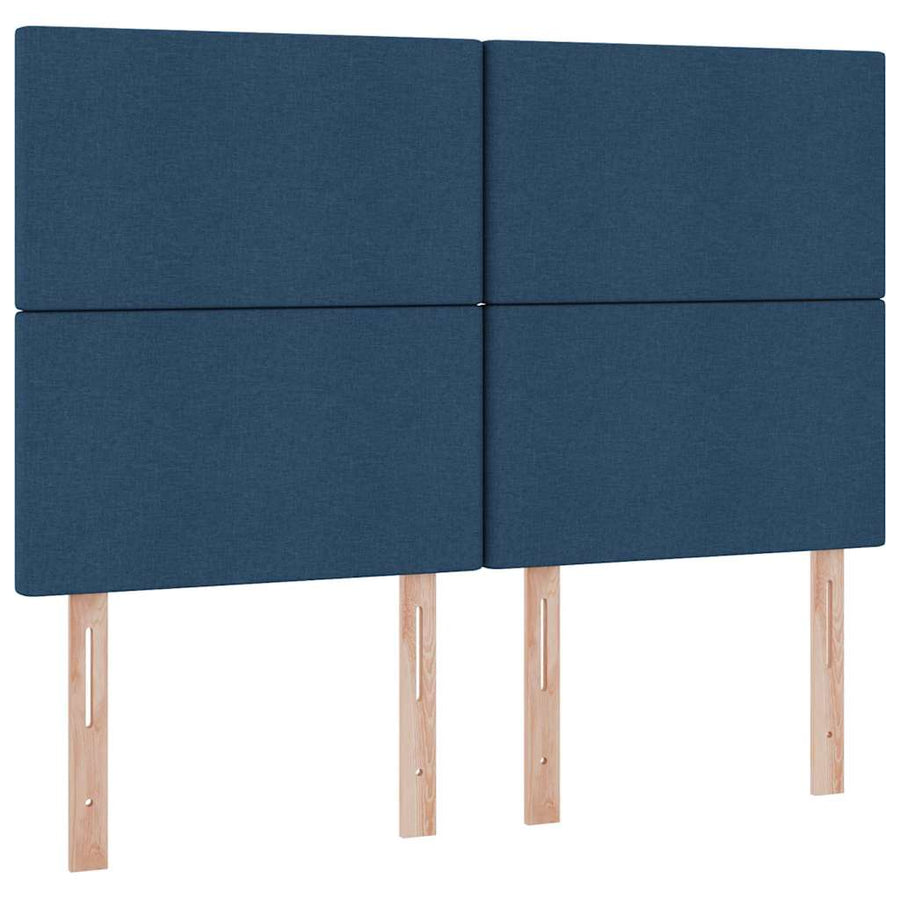 Bed met LED -striplichten met opslag Blauw 140 x 200 cm Stof