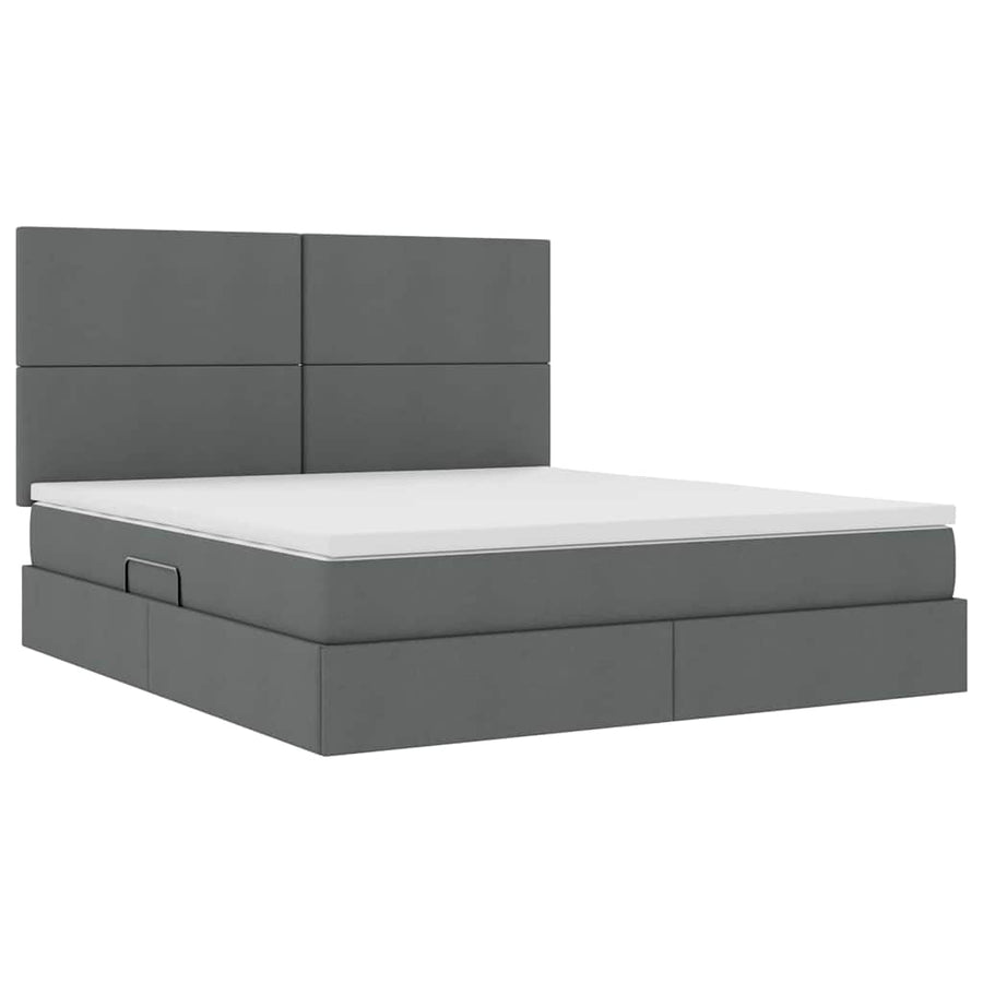 Bed met LED -striplichten Donkergrijs 160 x 200 cm Stof