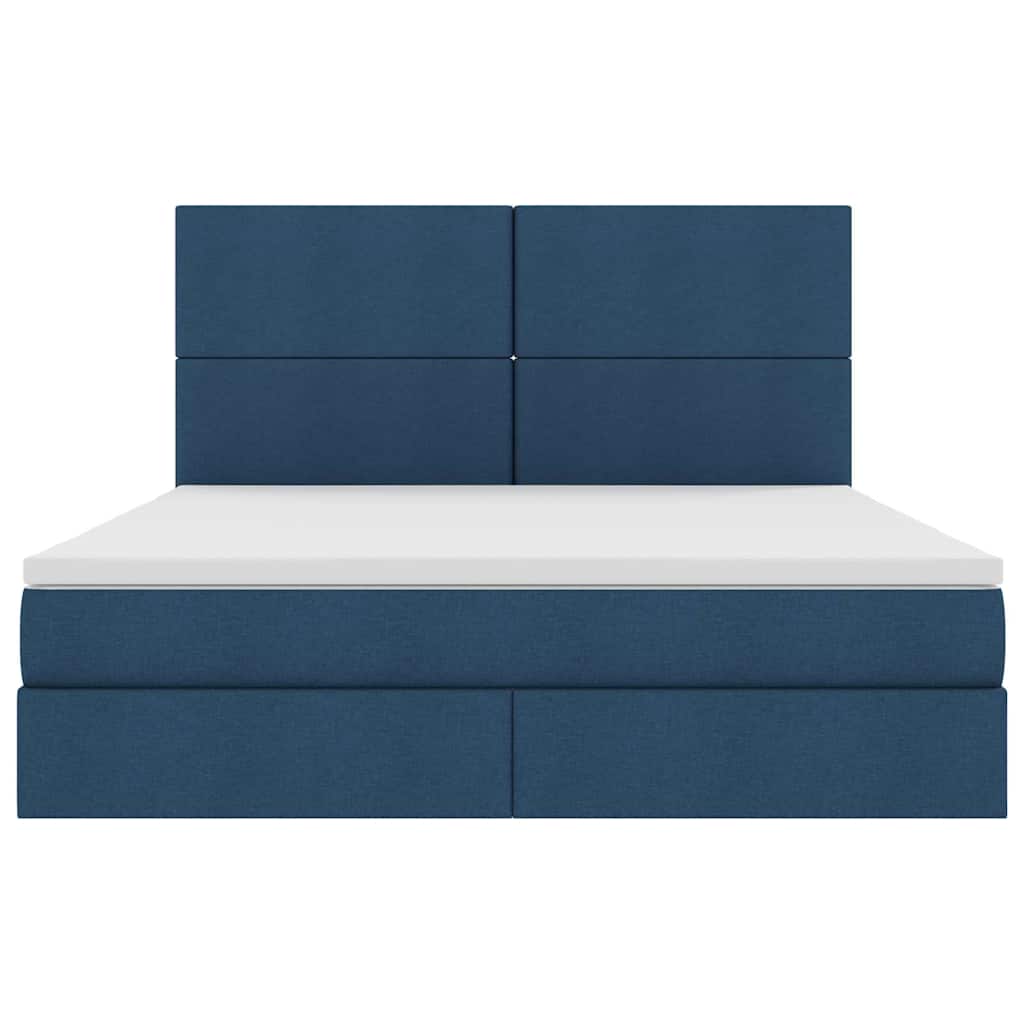 Bed met LED -striplichten met opslag Blauw 160 x 200 cm Stof