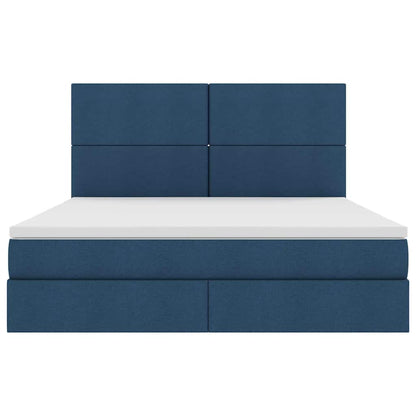 Bed met LED -striplichten met opslag Blauw 160 x 200 cm Stof