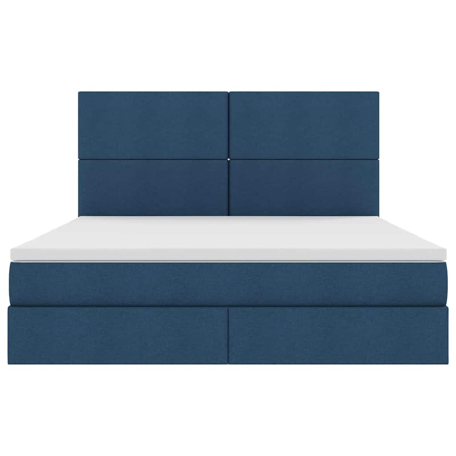 Bed met LED -striplichten met opslag Blauw 160 x 200 cm Stof