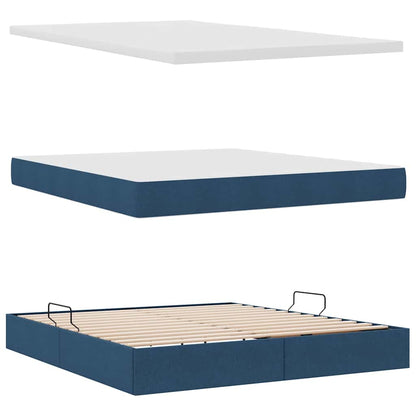 Bed met LED -striplichten met opslag Blauw 160 x 200 cm Stof