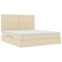 Bed met LED -striplichten met opslag Crème 180 x 200 cm Stof
