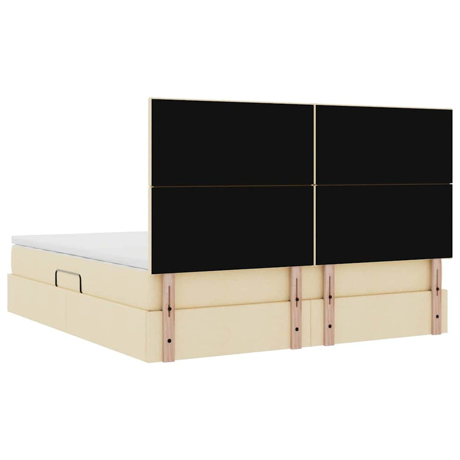 Bed met LED -striplichten met opslag Crème 180 x 200 cm Stof