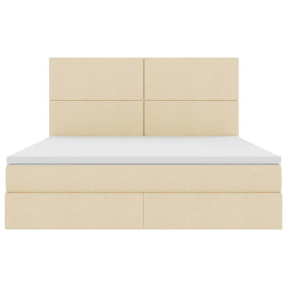Bed met LED -striplichten met opslag Crème 180 x 200 cm Stof