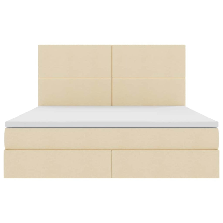 Bed met LED -striplichten met opslag Crème 180 x 200 cm Stof