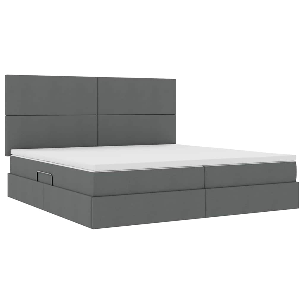 Bed met LED -striplichten Donkergrijs 200 x 200 cm Stof