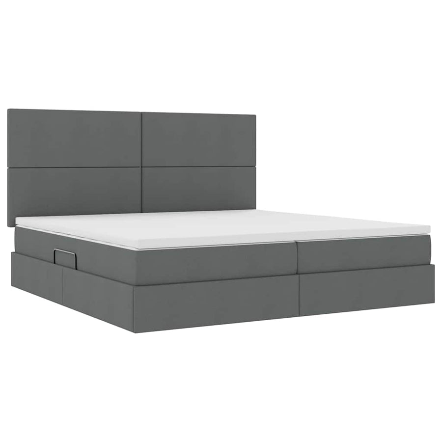 Bed met LED -striplichten Donkergrijs 200 x 200 cm Stof