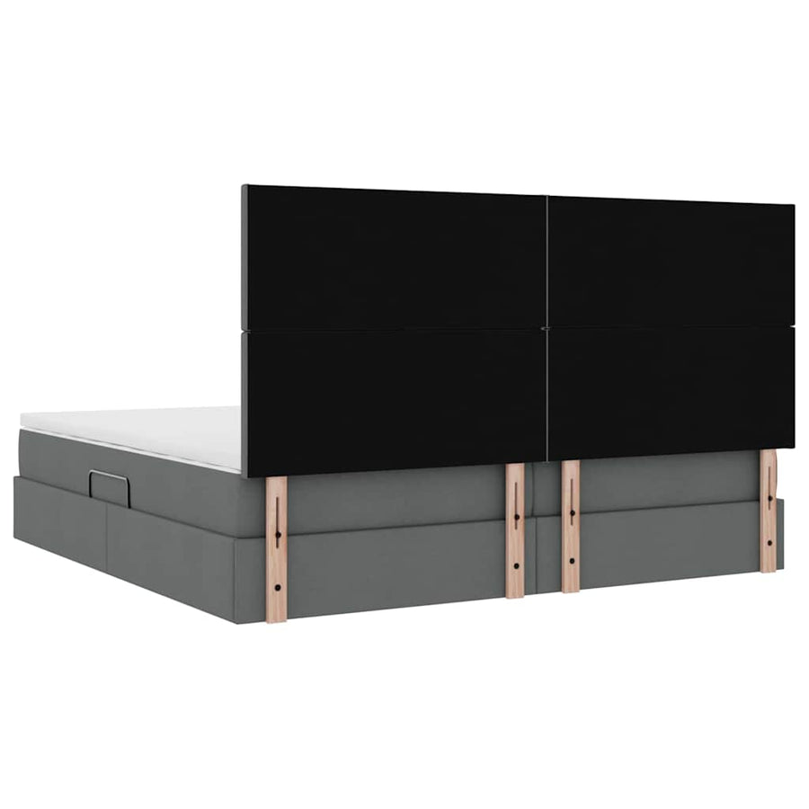 Bed met LED -striplichten Donkergrijs 200 x 200 cm Stof