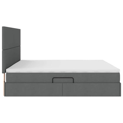 Bed met LED -striplichten Donkergrijs 200 x 200 cm Stof