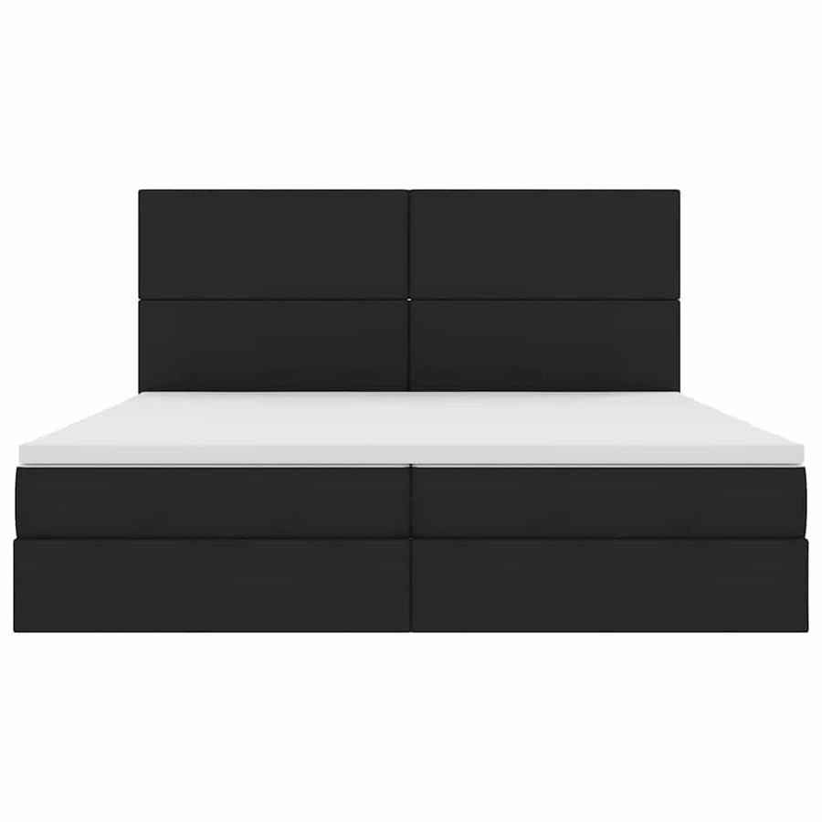 Bed met LED -striplichten met opslag Zwart 200 x 200 cm Stof