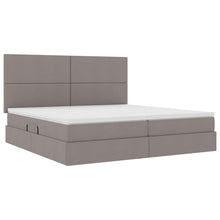 Bed met LED -striplichten met opslag Taupe 200 x 200 cm Stof