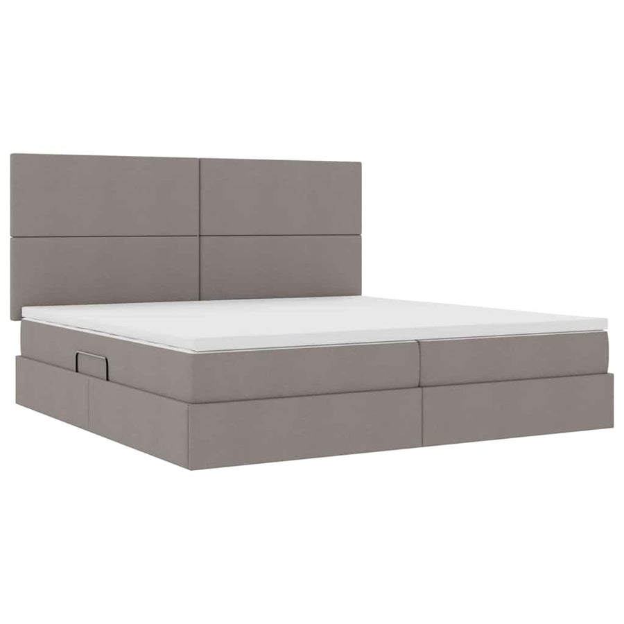 Bed met LED -striplichten met opslag Taupe 200 x 200 cm Stof