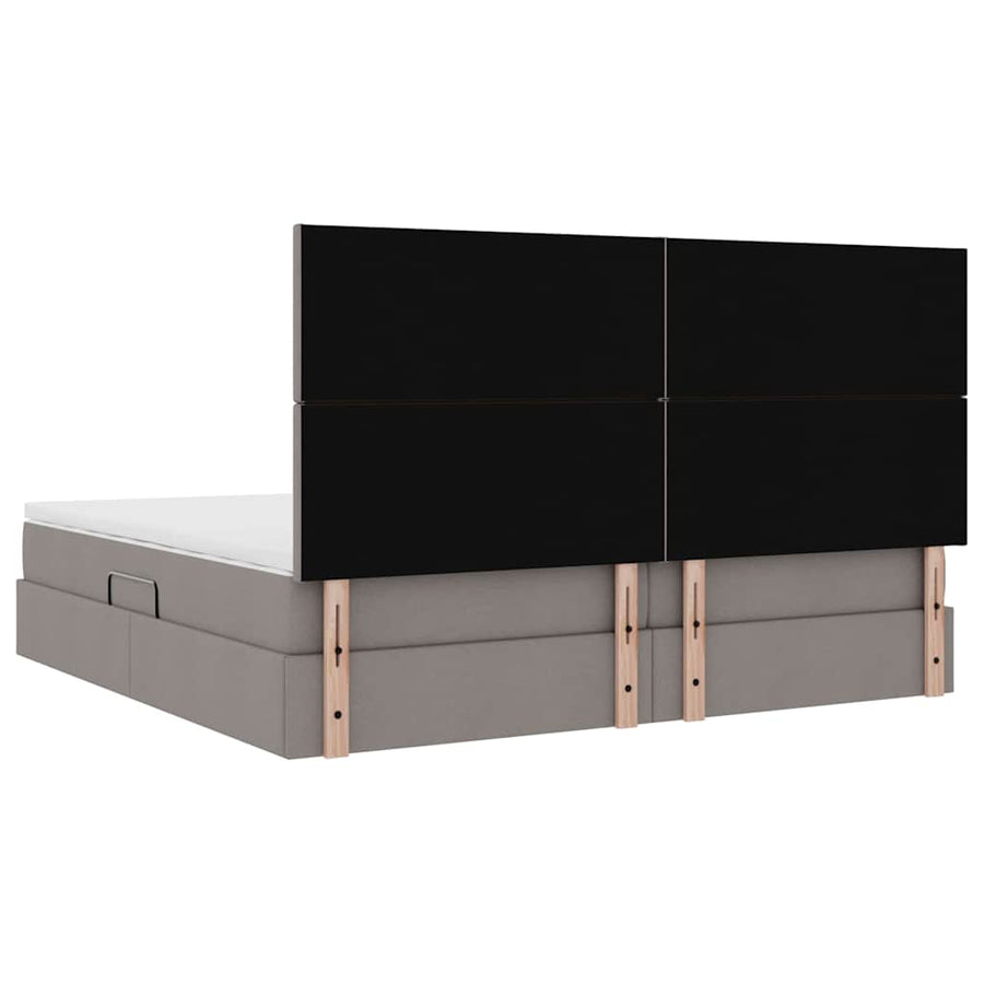 Bed met LED -striplichten met opslag Taupe 200 x 200 cm Stof
