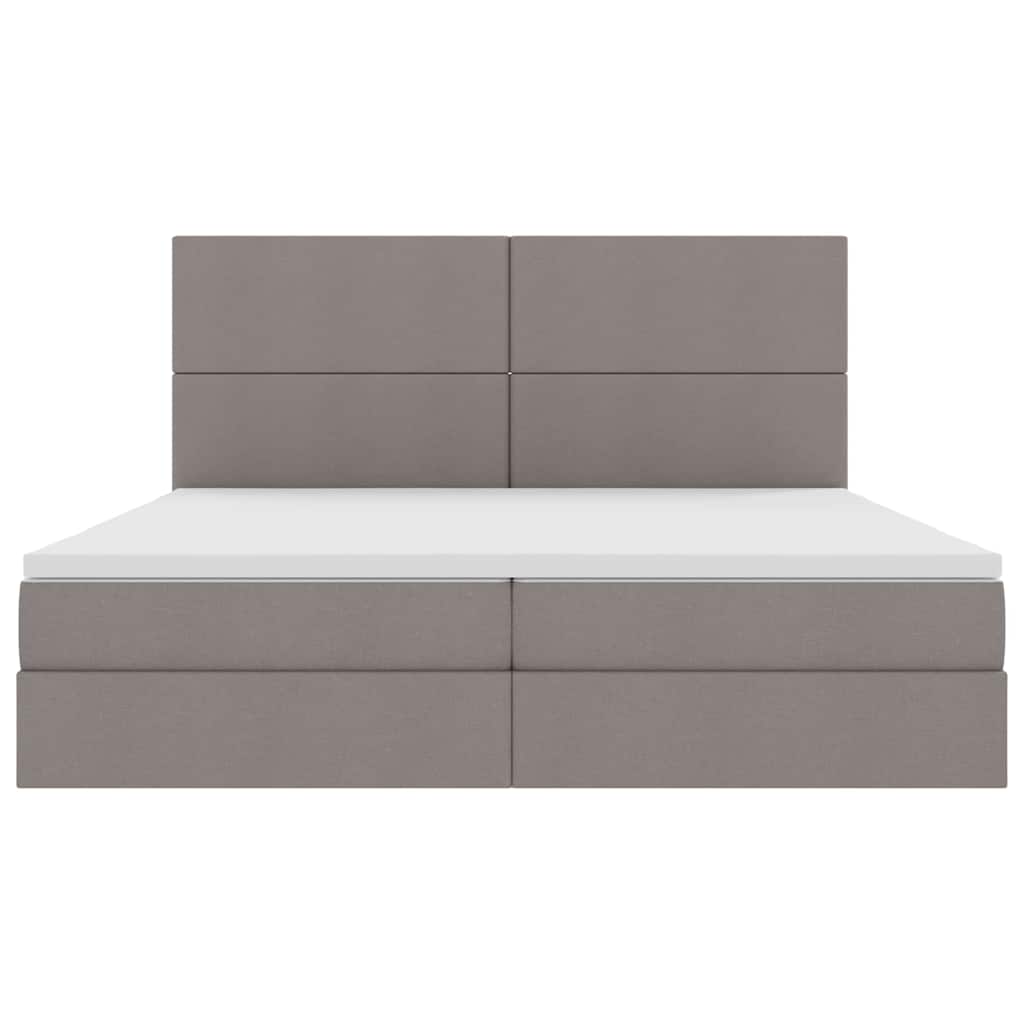Bed met LED -striplichten met opslag Taupe 200 x 200 cm Stof