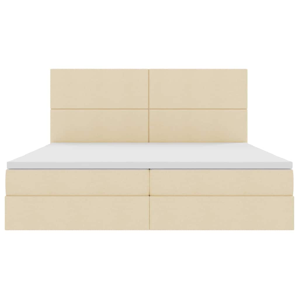 Opbergbed met LED met matras Crème 200 x 200 cm Polyester