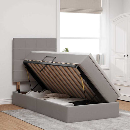 Opbergbed met LED met matras Taupe 90 x 190 cm Polyester