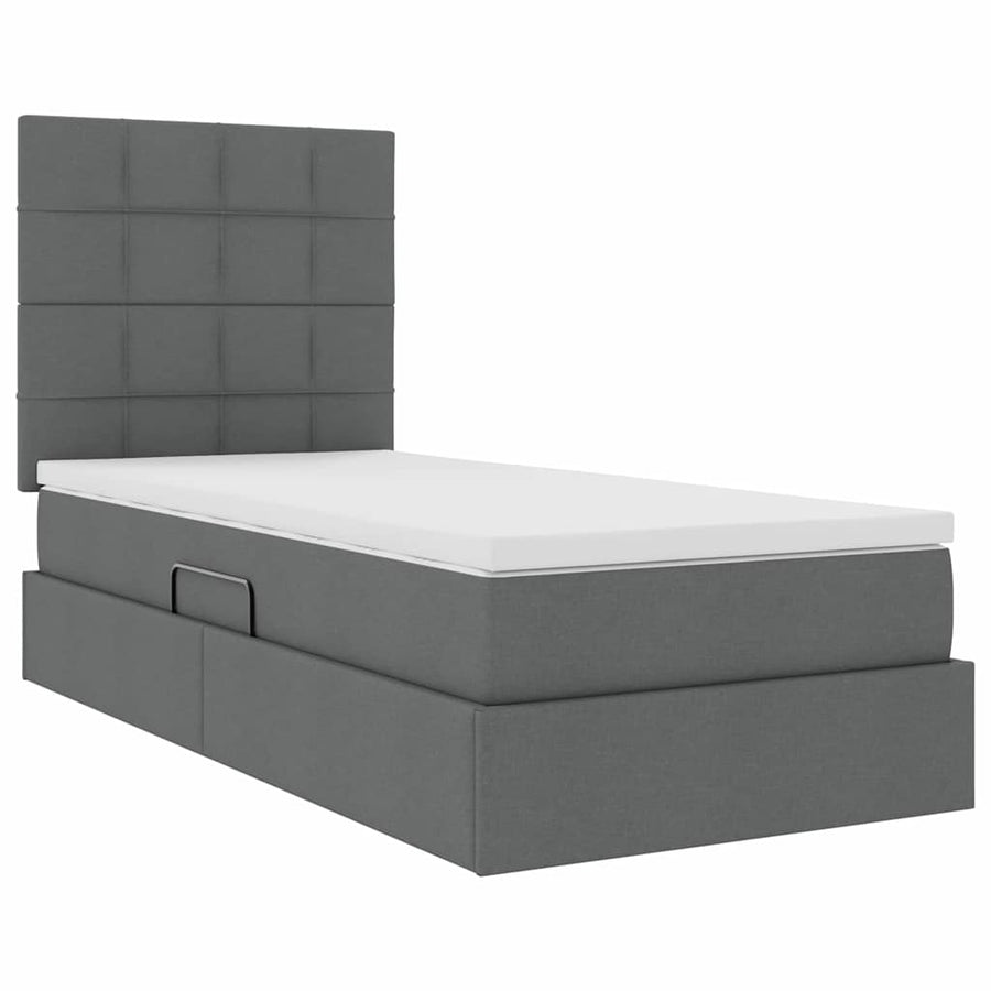 Opbergbed met LED met matras Donkergrijs 90 x 200 cm Polyester