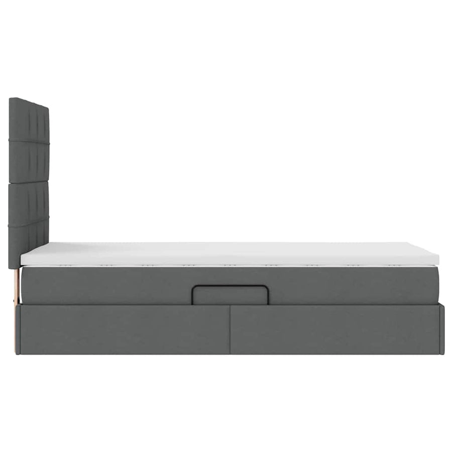 Opbergbed met LED met matras Donkergrijs 90 x 200 cm Polyester