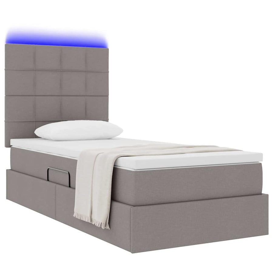 Opbergbed met LED met matras Taupe 90 x 200 cm Polyester