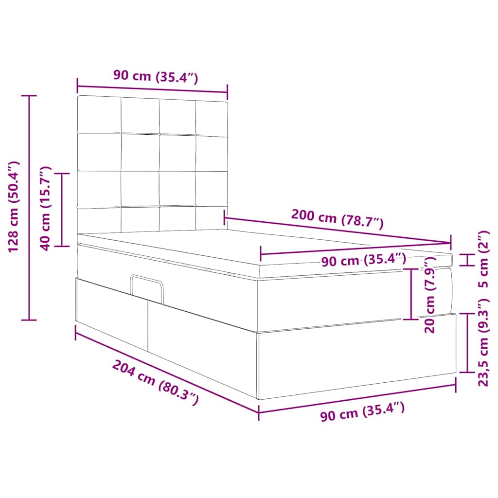 Opbergbed met LED met matras Blauw 90 x 200 cm Polyester