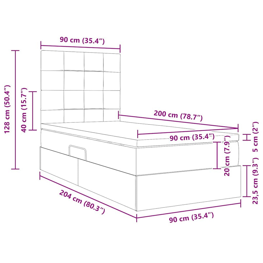 Opbergbed met LED met matras Blauw 90 x 200 cm Polyester