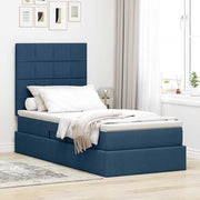 Opbergbed met LED 100x200 cm blauw polyester