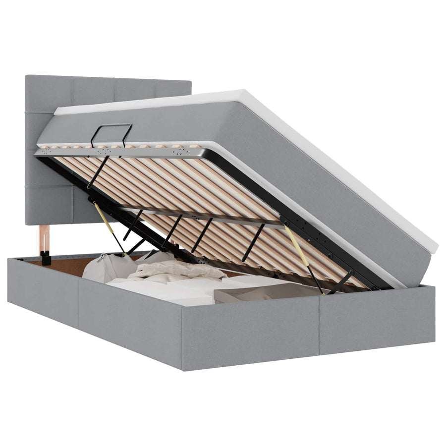 Opbergbed met LED met matras Lichtgrijs 120 x 190 cm Polyester
