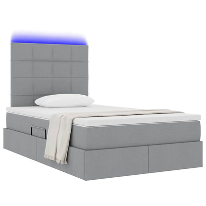 Bed met LED -striplichten Lichtgrijs 120 x 200 cm Stof