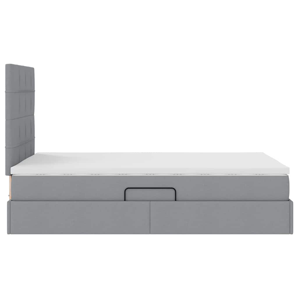 Bed met LED -striplichten Lichtgrijs 120 x 200 cm Stof