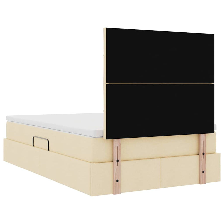 Bed met LED -striplichten met opslag Crème 120 x 200 cm Stof