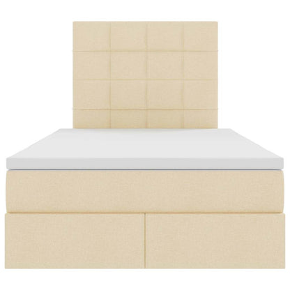 Bed met LED -striplichten met opslag Crème 120 x 200 cm Stof