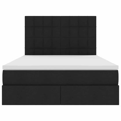 Bed met LED -striplichten met opslag Zwart 140 x 190 cm Stof