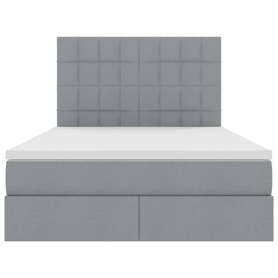Bed met LED -striplichten Lichtgrijs 140 x 200 cm Stof