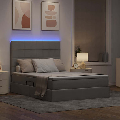Bed met LED -striplichten met opslag Taupe 140 x 200 cm Stof