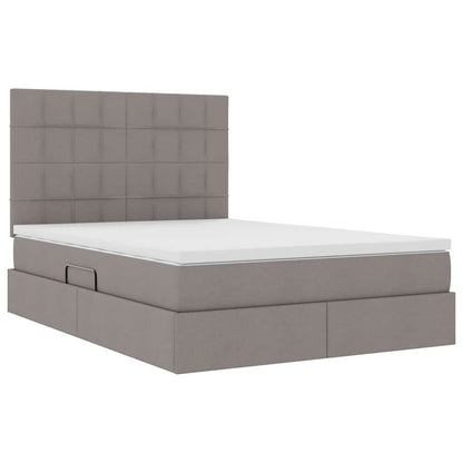 Bed met LED -striplichten met opslag Taupe 140 x 200 cm Stof