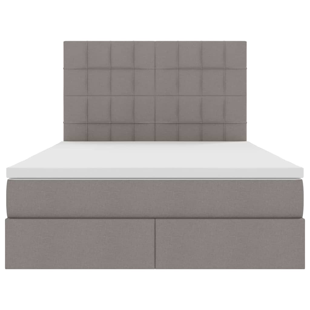 Bed met LED -striplichten met opslag Taupe 140 x 200 cm Stof
