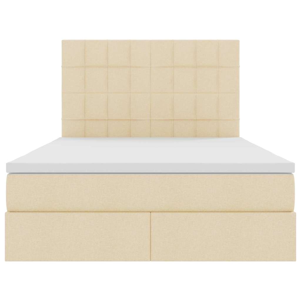 Bed met LED -striplichten met opslag Crème 140 x 200 cm Stof