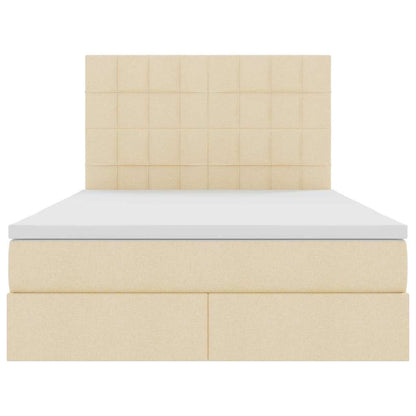 Bed met LED -striplichten met opslag Crème 140 x 200 cm Stof
