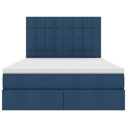 Bed met LED -striplichten met opslag Blauw 140 x 200 cm Stof