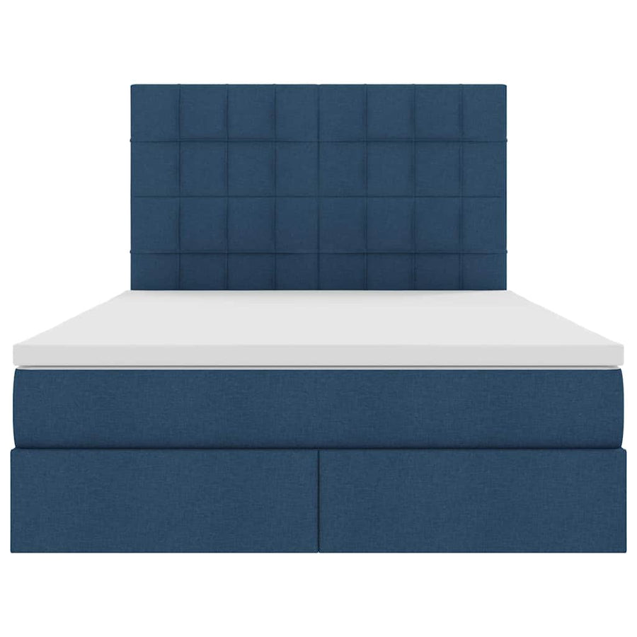 Bed met LED -striplichten met opslag Blauw 140 x 200 cm Stof