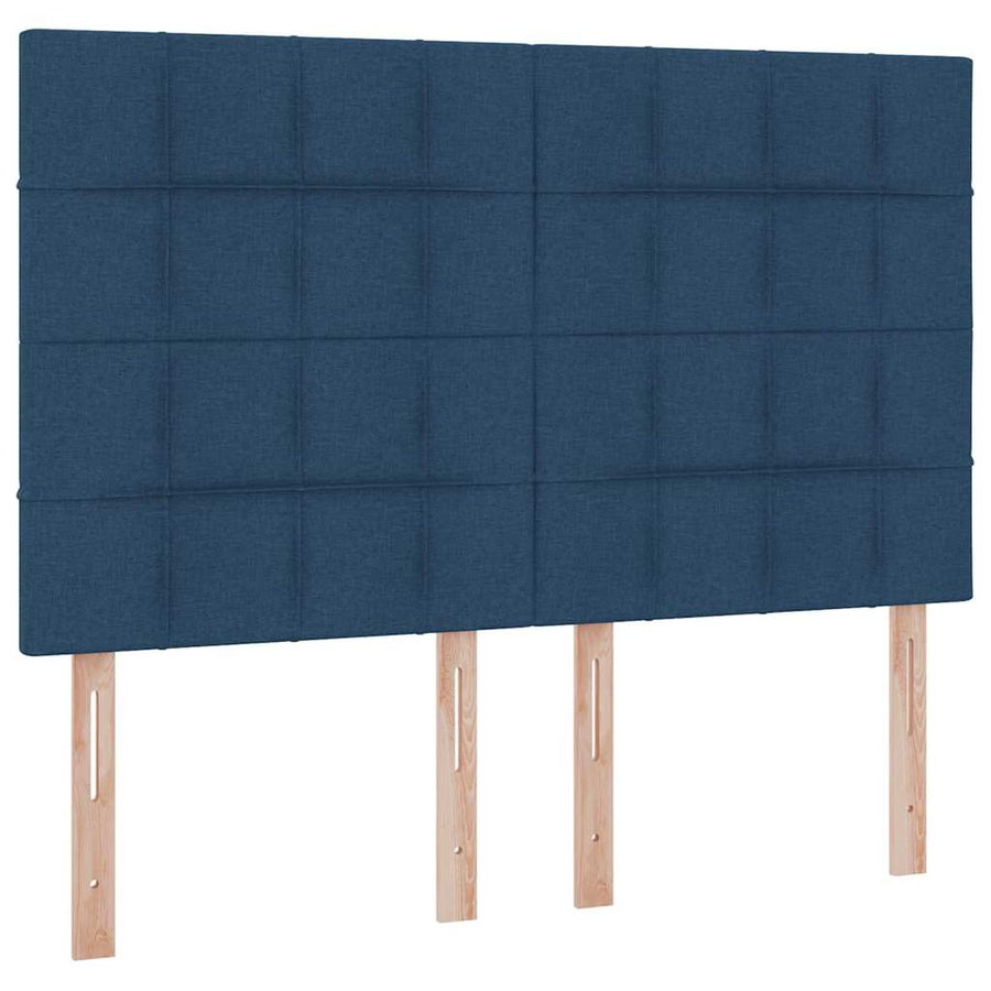 Bed met LED -striplichten met opslag Blauw 140 x 200 cm Stof